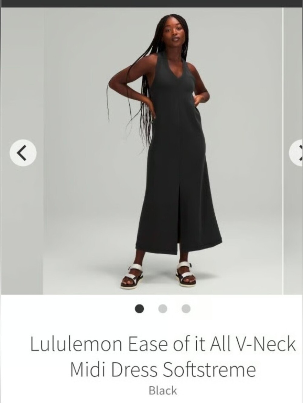 lululemon athletica Black V-Neck Midi Dress with Front Slit